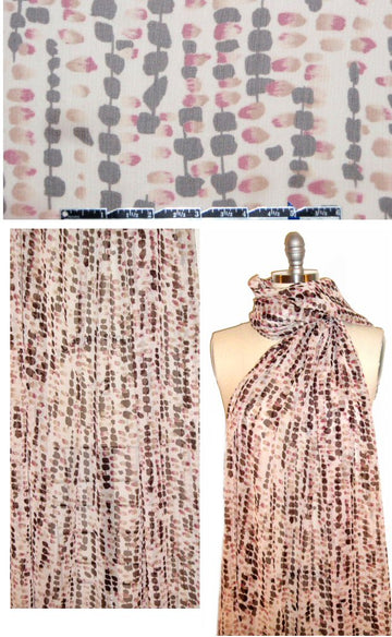 NY designer string of beads silk crinkle chiffon .875 yds