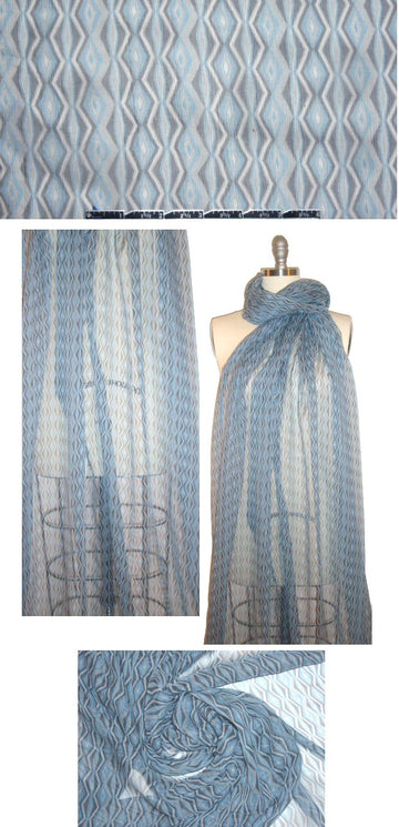 Italian blue/gray diamond graphic crinkle silk chiffon