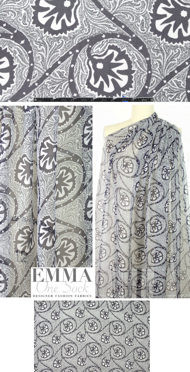 Teri J0n decorative flower scroll silk chiffon