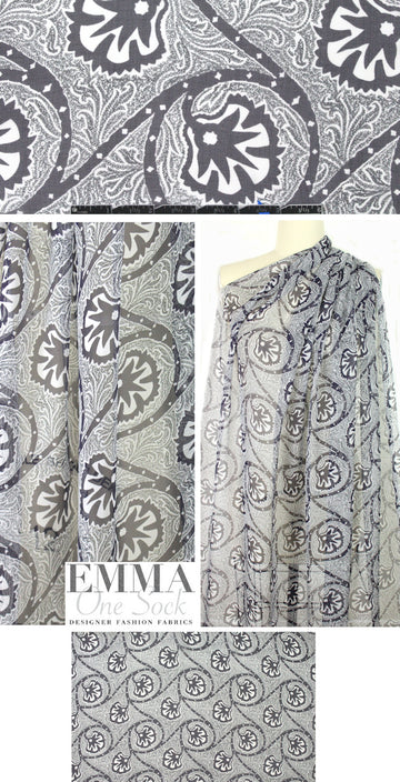 Teri J0n decorative flower scroll silk chiffon