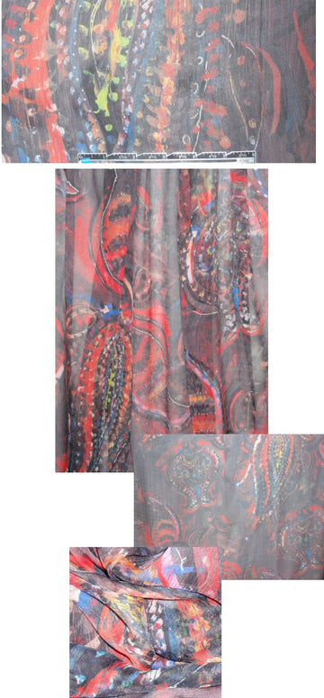 Italian 'hand-painted' paisley crinkle silk chiffon 1 yard