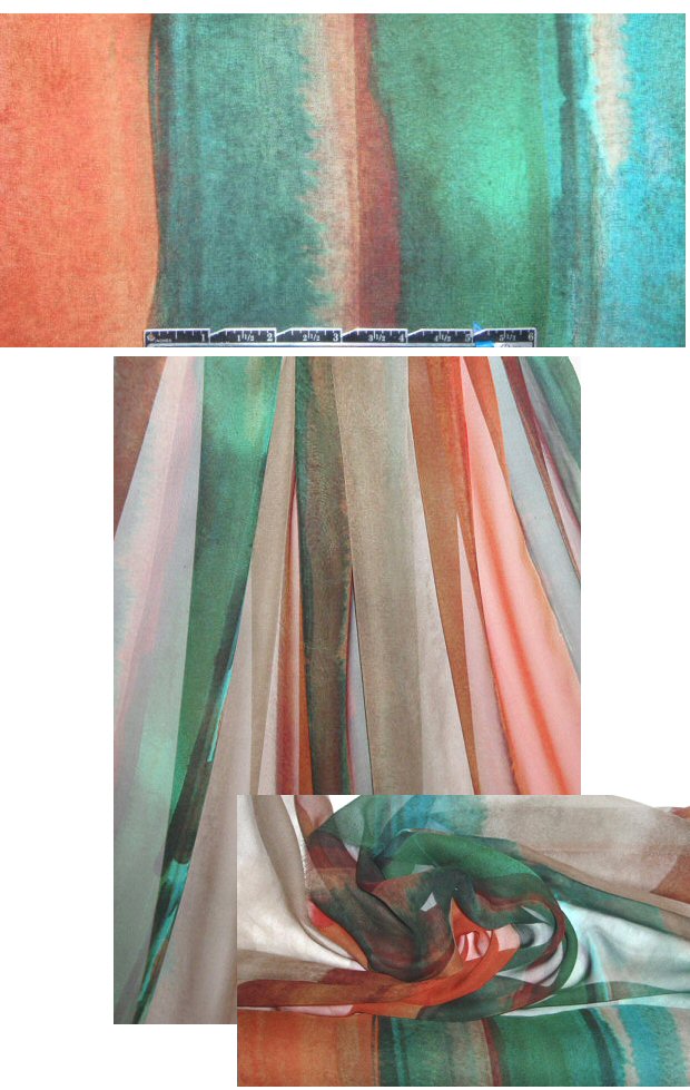 Italian spicey stripey abstract silk chiffon 1 yard