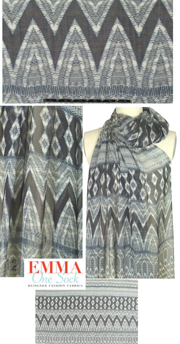 Italian earthy, stripey graphic satin face chiffon
