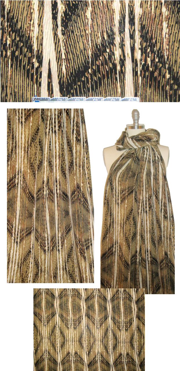 Italian woodcut ikat design silk stretch georgette