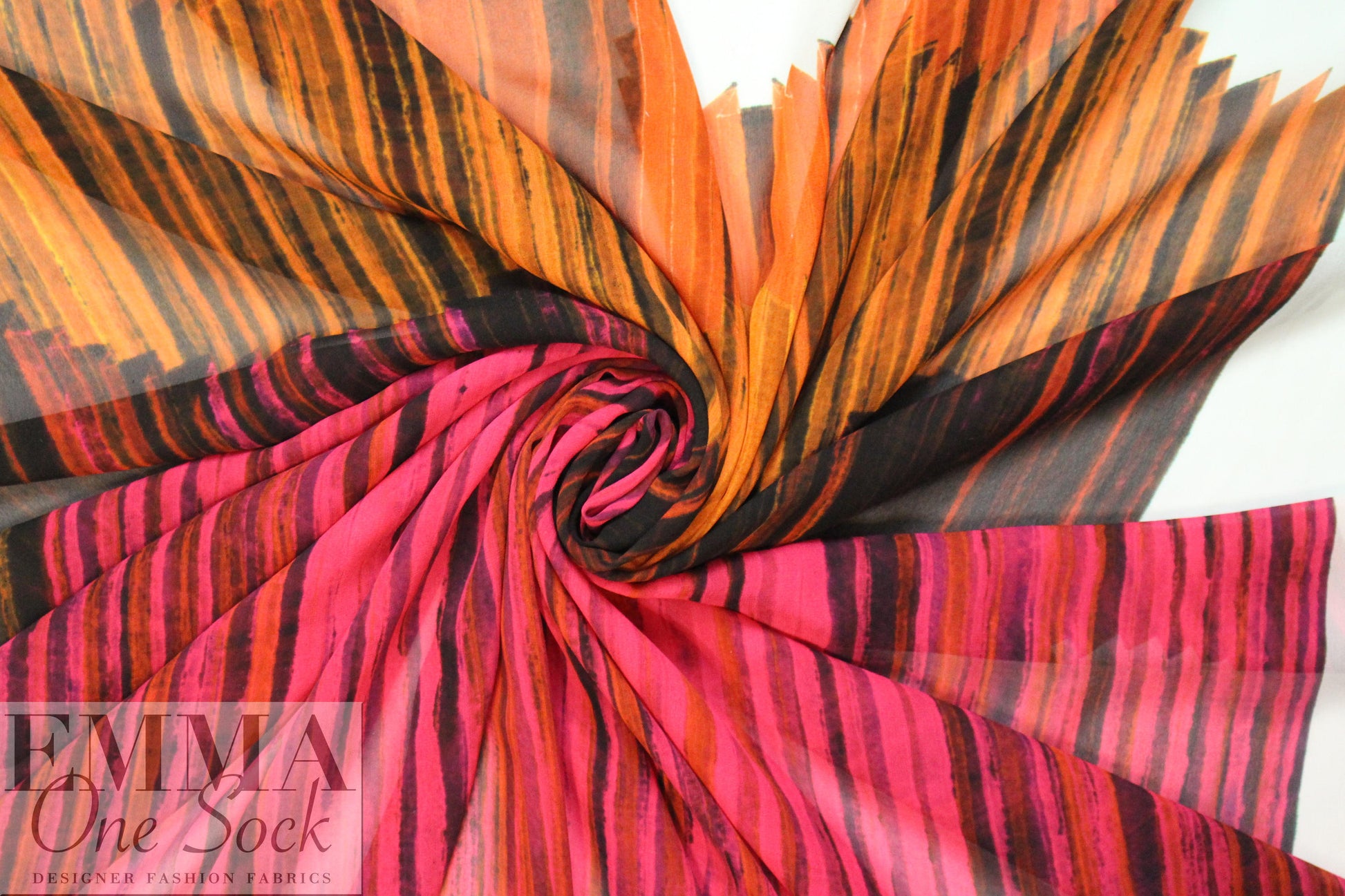 NY designer spice/magenta/indigo panel silk chiffon