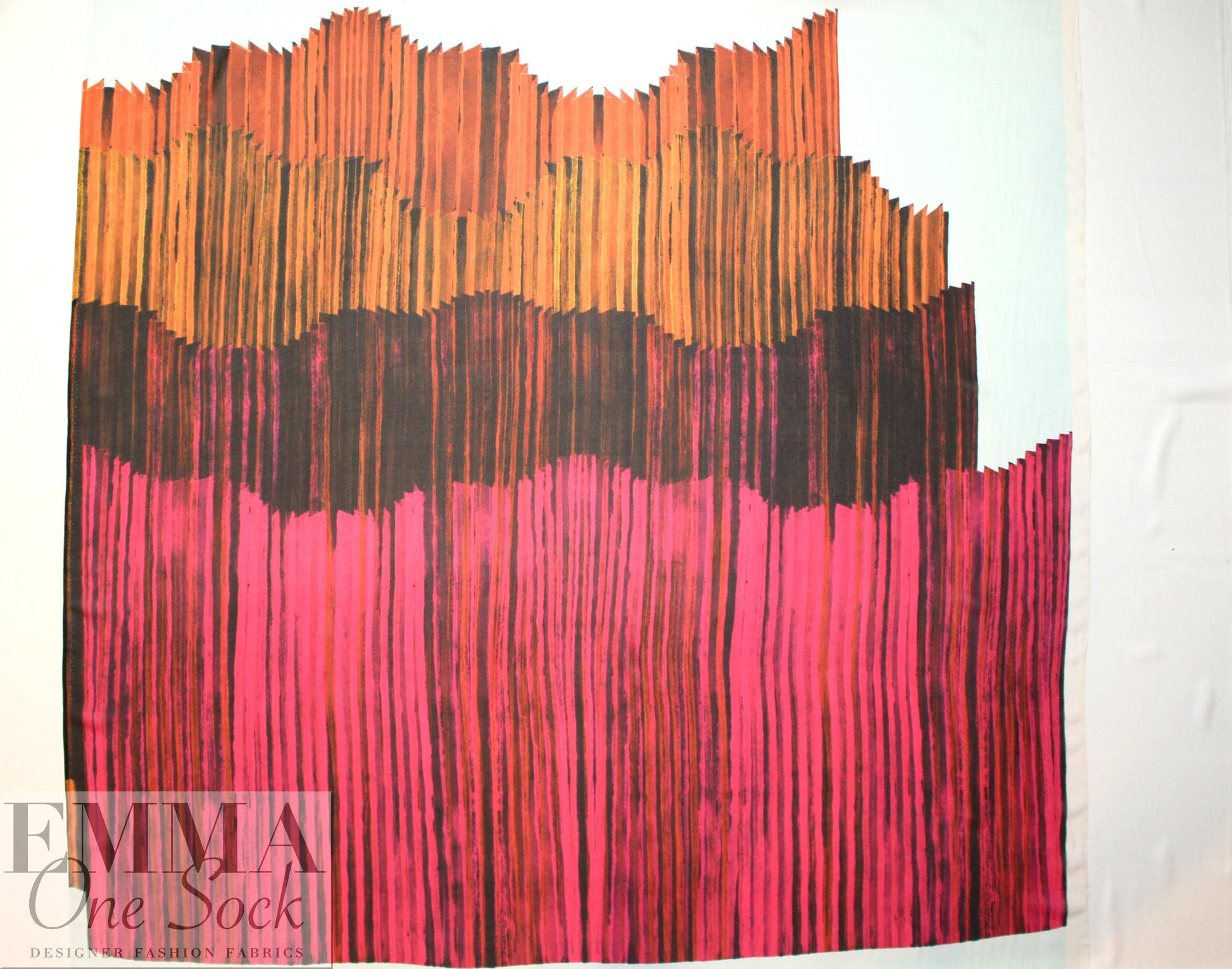 NY designer spice/magenta/indigo panel silk chiffon