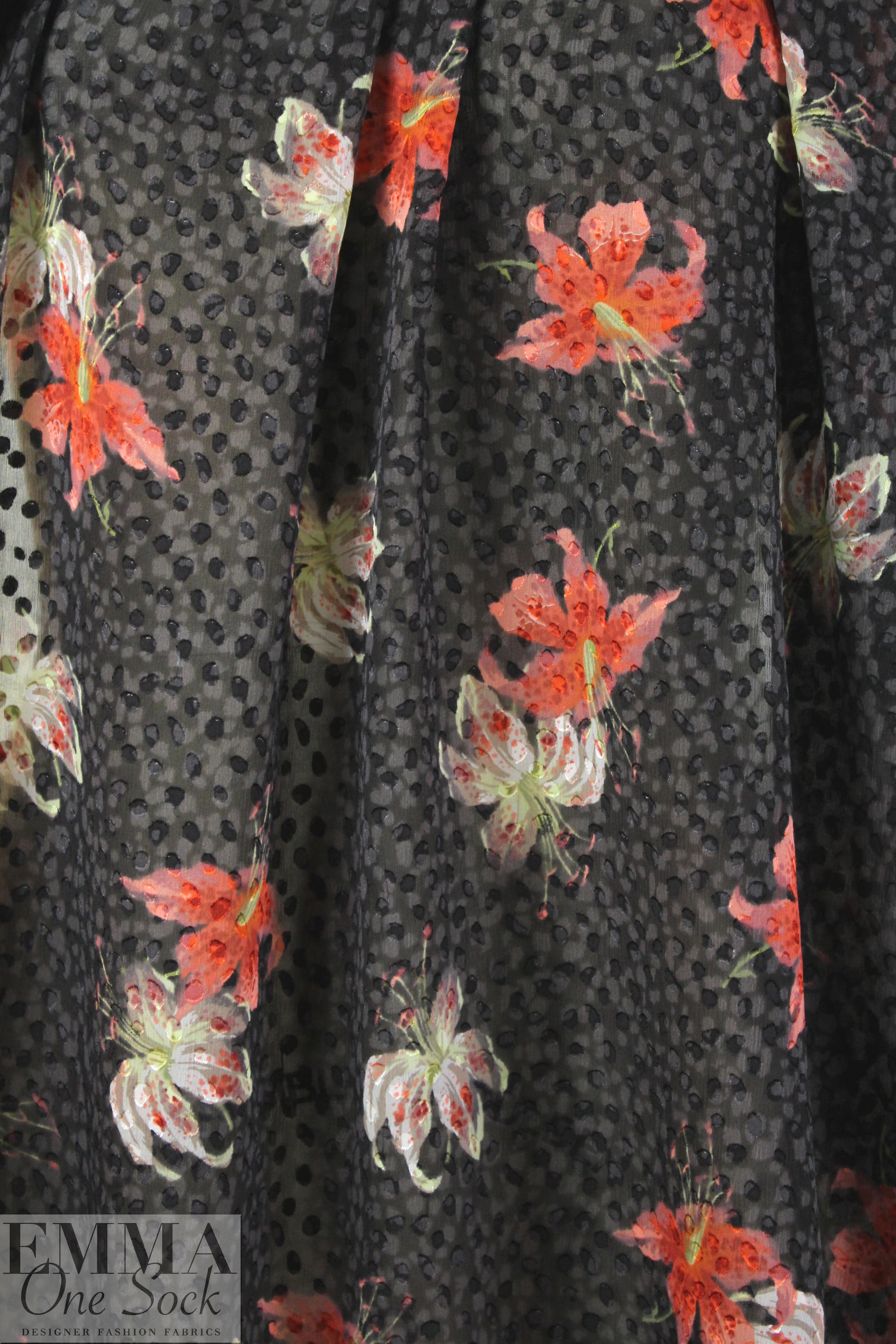 CA designer clipped weave daylily silk sheer woven 2 yd