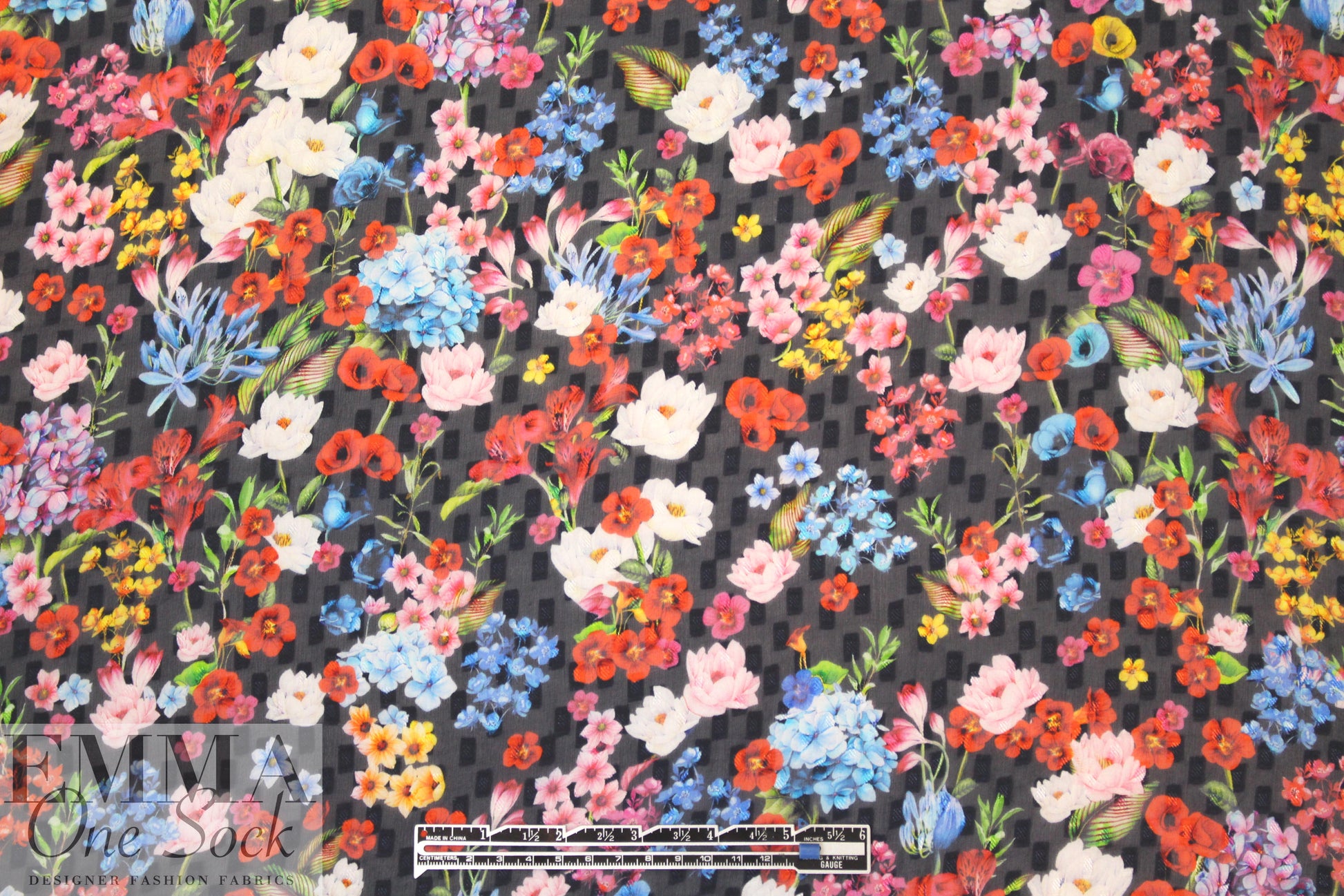 NY designer silk clipped jacquard floral voile 1.375 yds