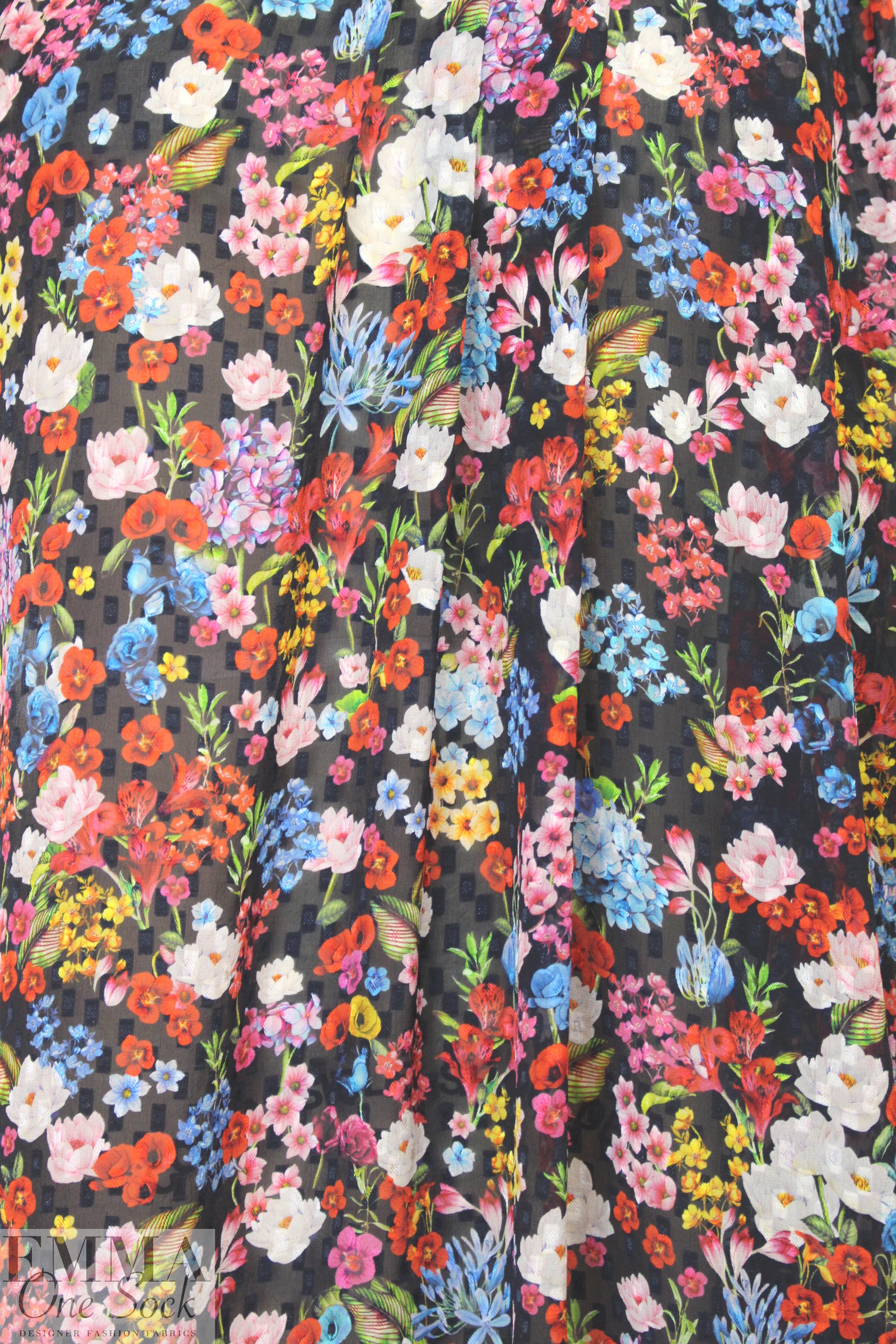 NY designer silk clipped jacquard floral voile