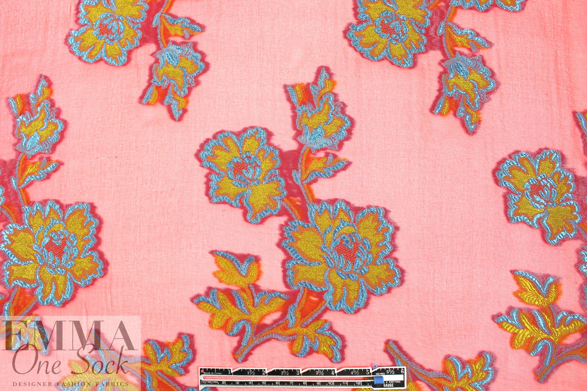 French clipped jacquard flowers design silk chiffon