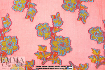 French clipped jacquard flowers design silk chiffon
