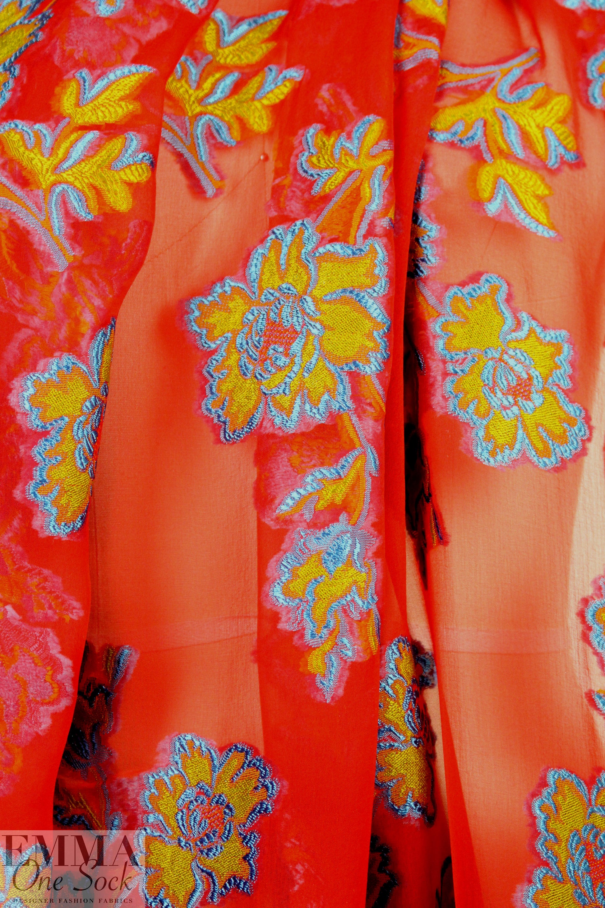 French clipped jacquard flowers design silk chiffon