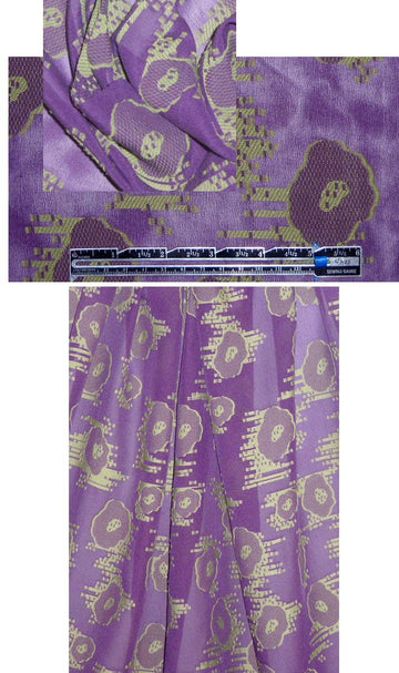 famous designer violet/grass clipped silk voile 2 yd