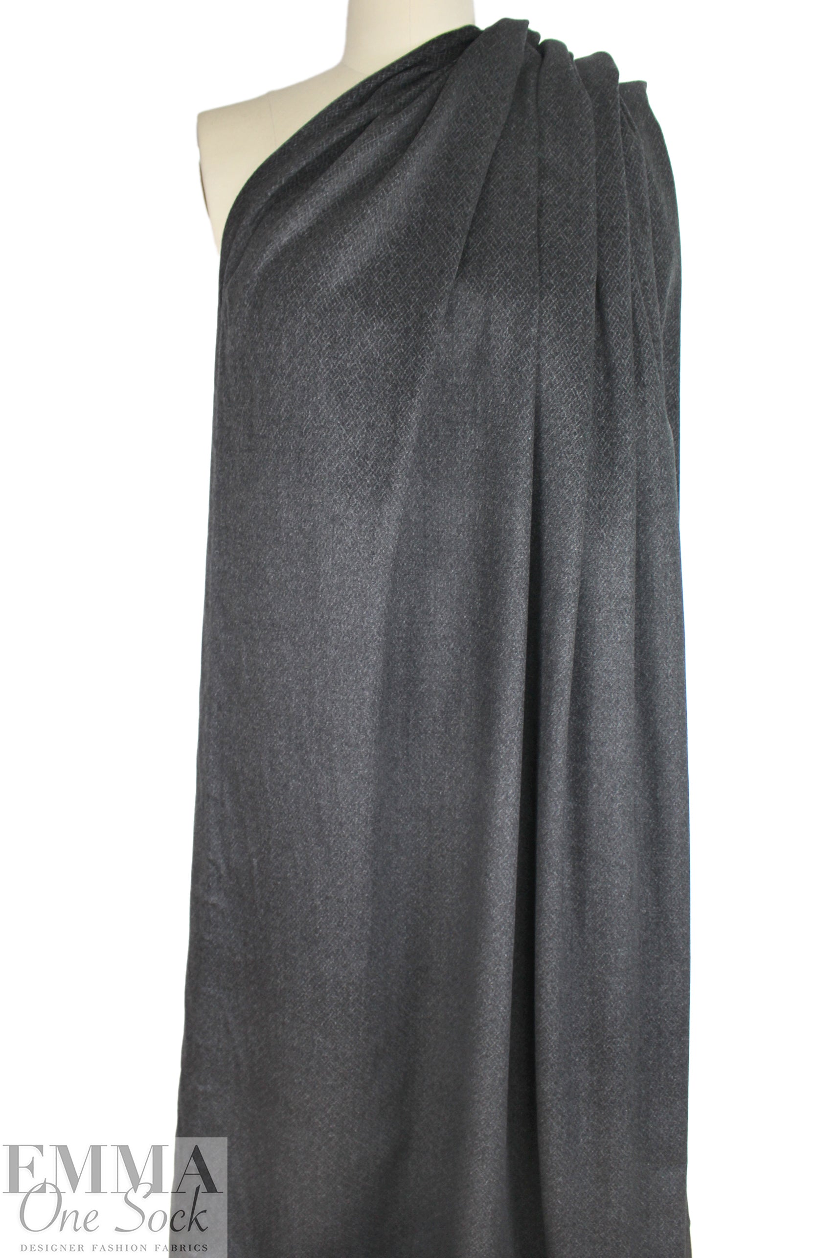 Italian all SILK! brushed graphic suiting - gray/black 1 yard