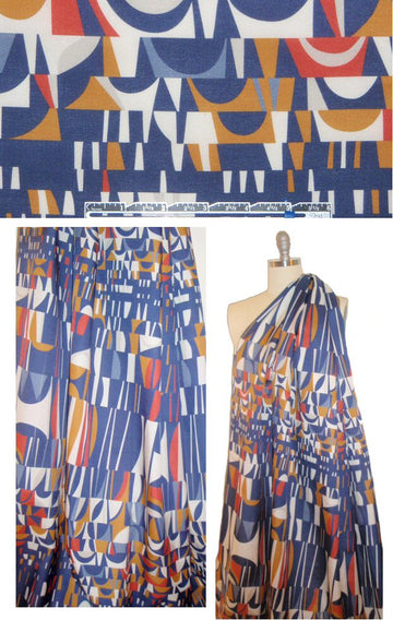 Italian contempo graphic silk/cotton twill