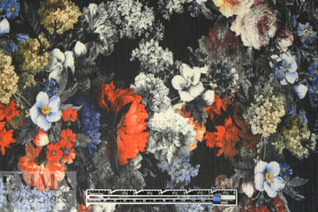 Italian textured silk/cotton voile - chiaroscuro floral 1.875 yd