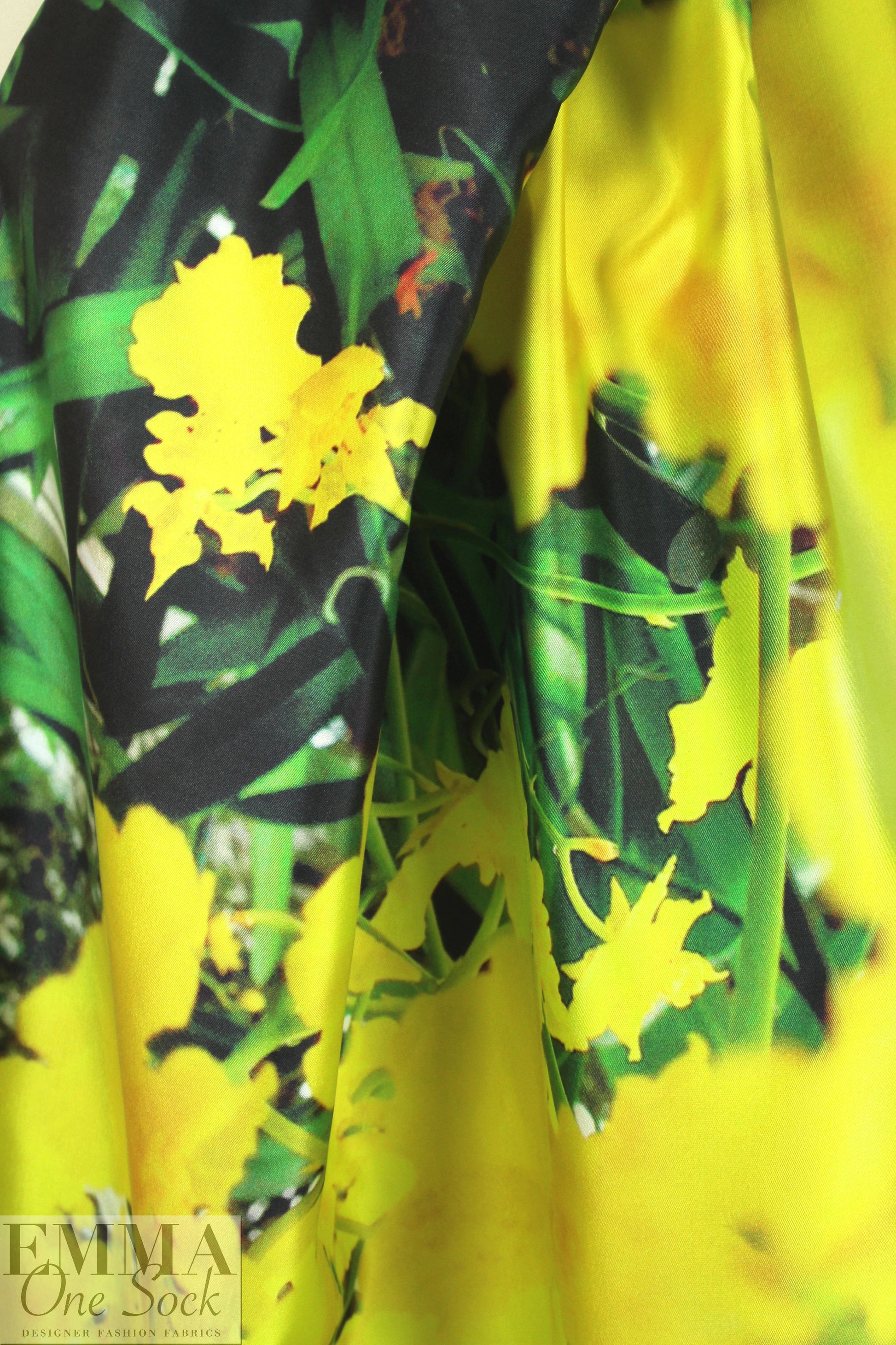 CA designer lemon garden fantasy silk/cotton panel woven
