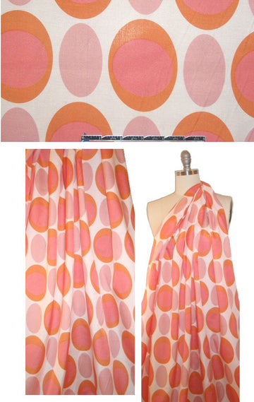 CA designer mod coral dots cotton/silk woven