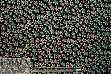 Italian silk crepe de chine - peach/mint little floral 1.375 yds