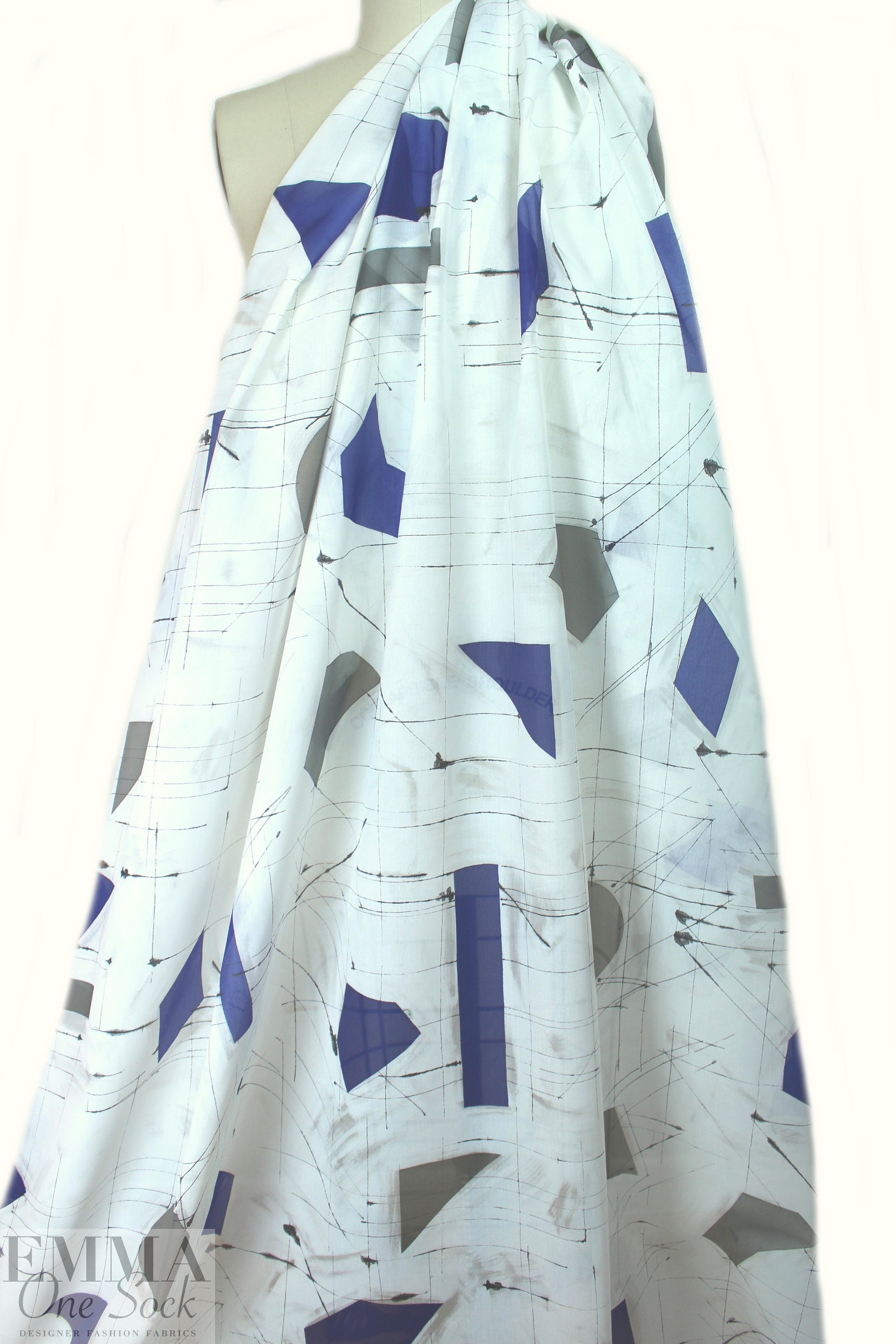 designer edgy geometry special cotton/silk voile woven 1.75 yd