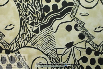 NY designer deco-cubism graphic silk/cotton woven
