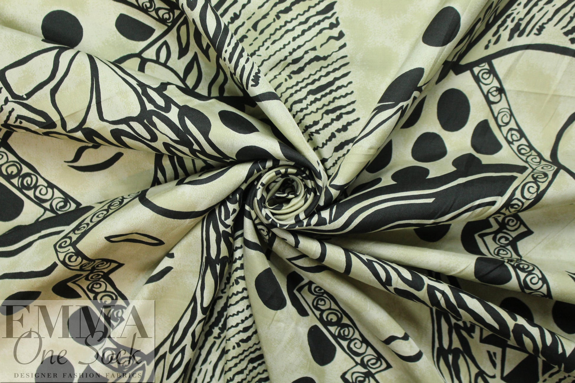 NY designer deco-cubism graphic silk/cotton woven
