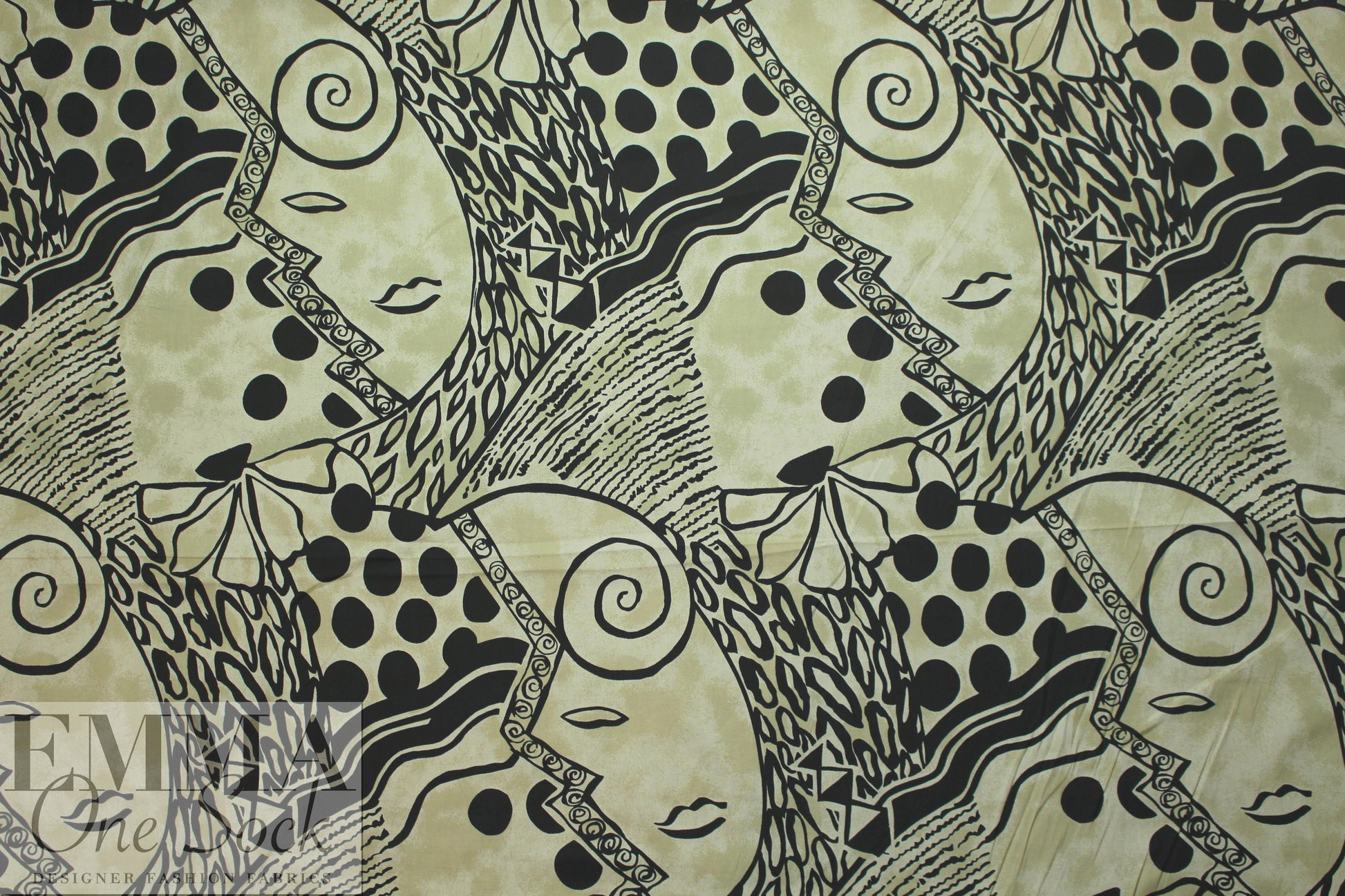 NY designer deco-cubism graphic silk/cotton woven