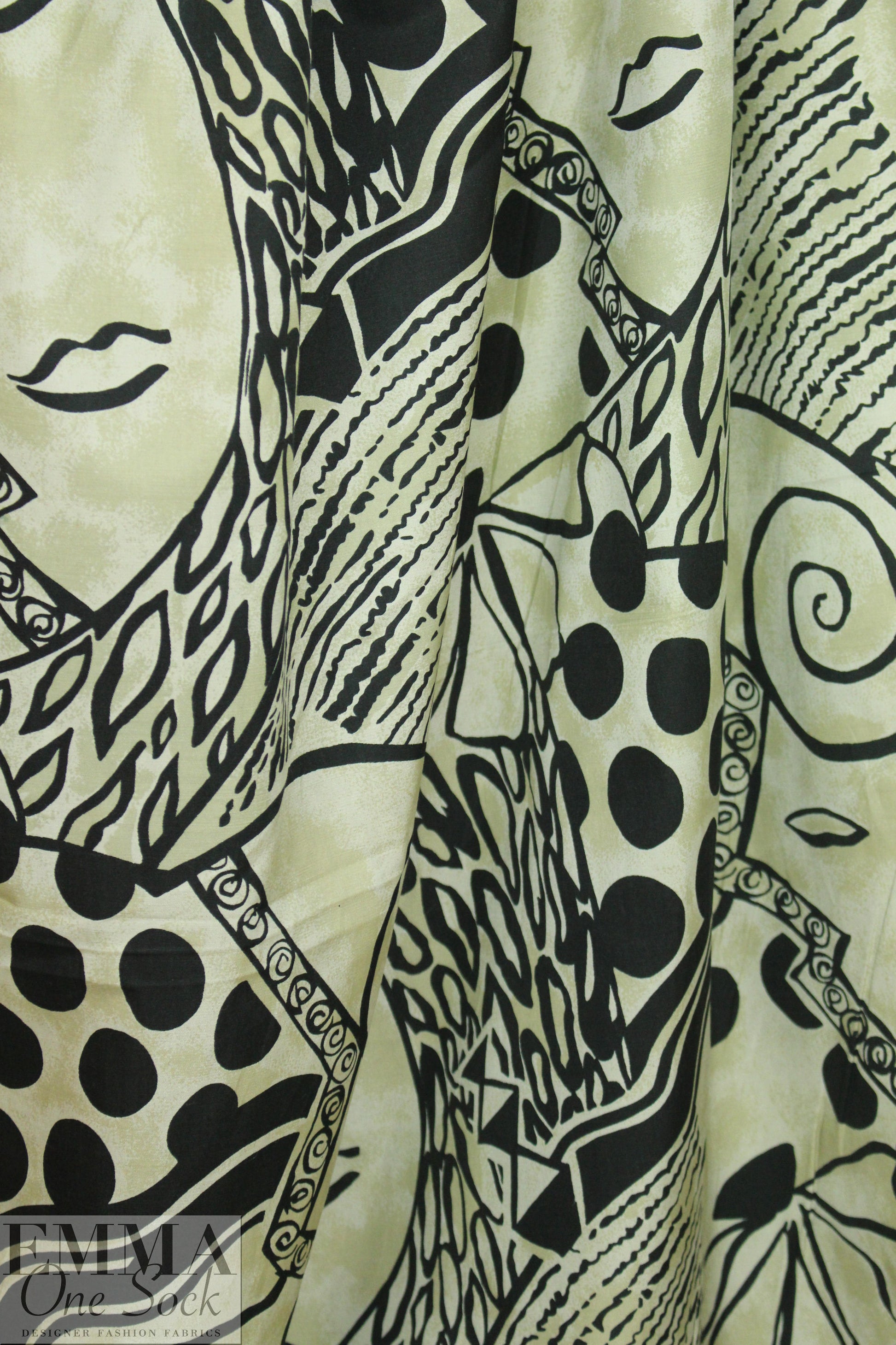 NY designer deco-cubism graphic silk/cotton woven