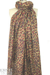 Italian red/tan/gray animal print silk/cotton voile