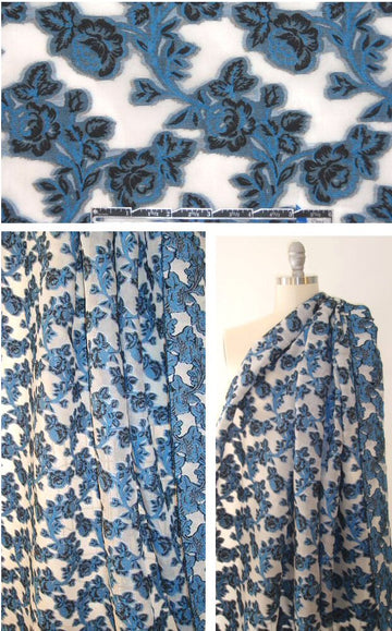 Praba1 Gurung clip jacquard brocade - blue floral