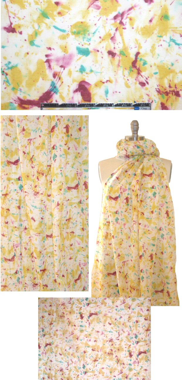 CA designer paint splatter silk/cotton voile  1.625 yd