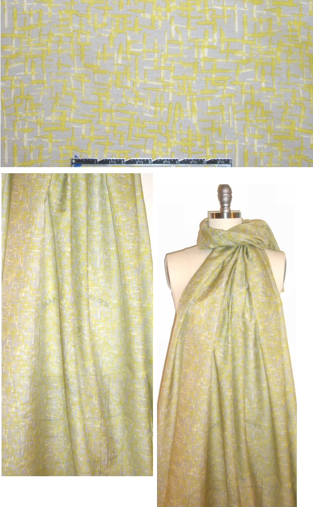 CA designer yellow/gray crosshatch silk/cotton voile