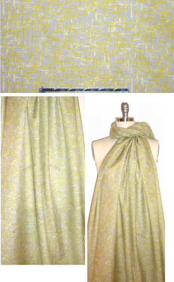 CA designer yellow/gray crosshatch silk/cotton voile