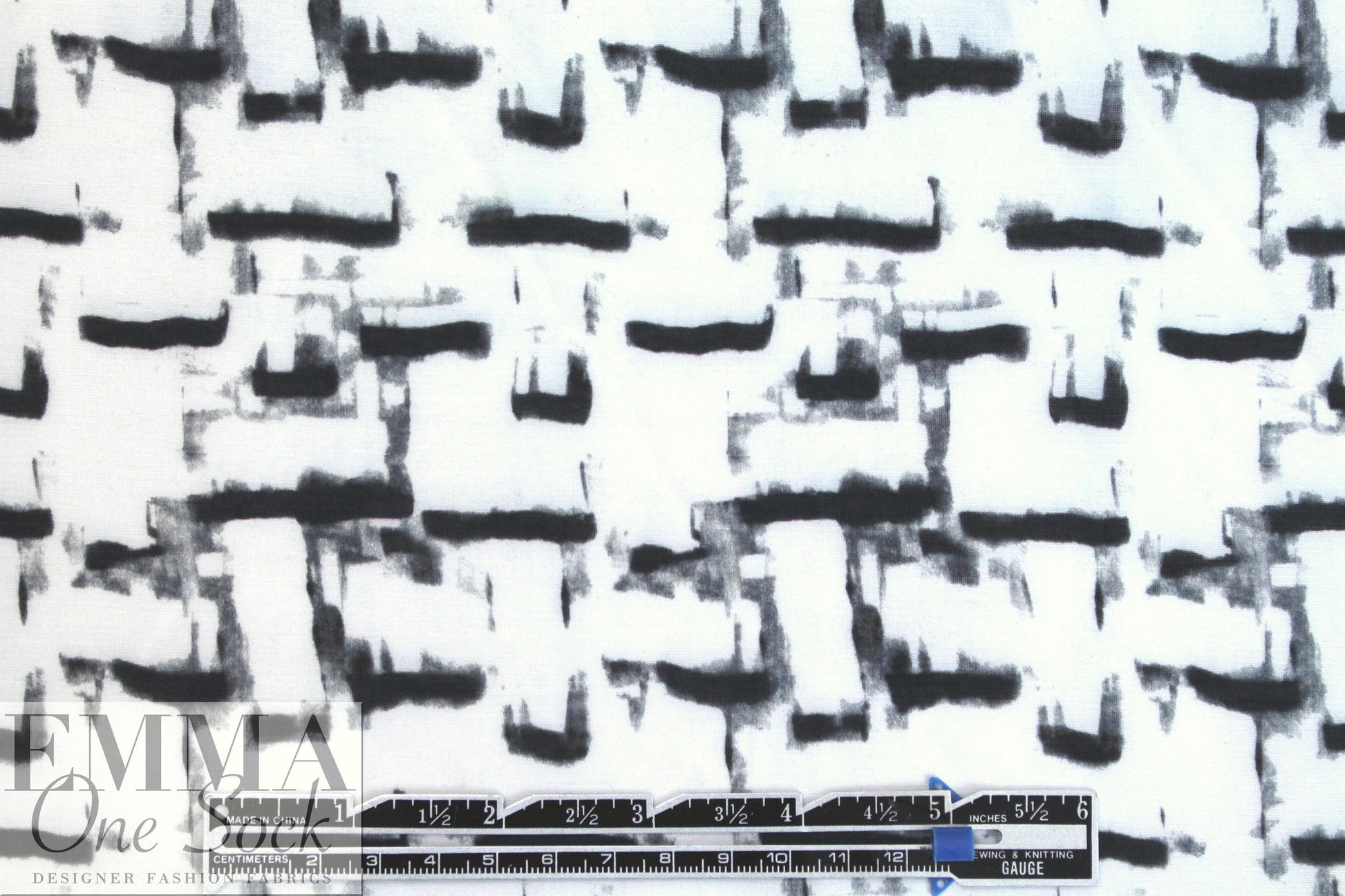 CA designer black/white inky graphic silk/cotton voile