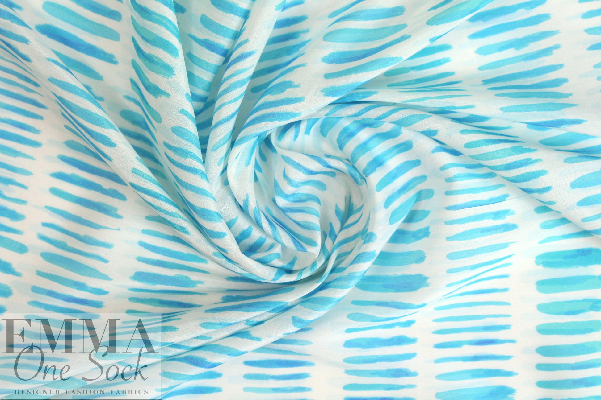 CA designer turquoise dash silk/cotton voile