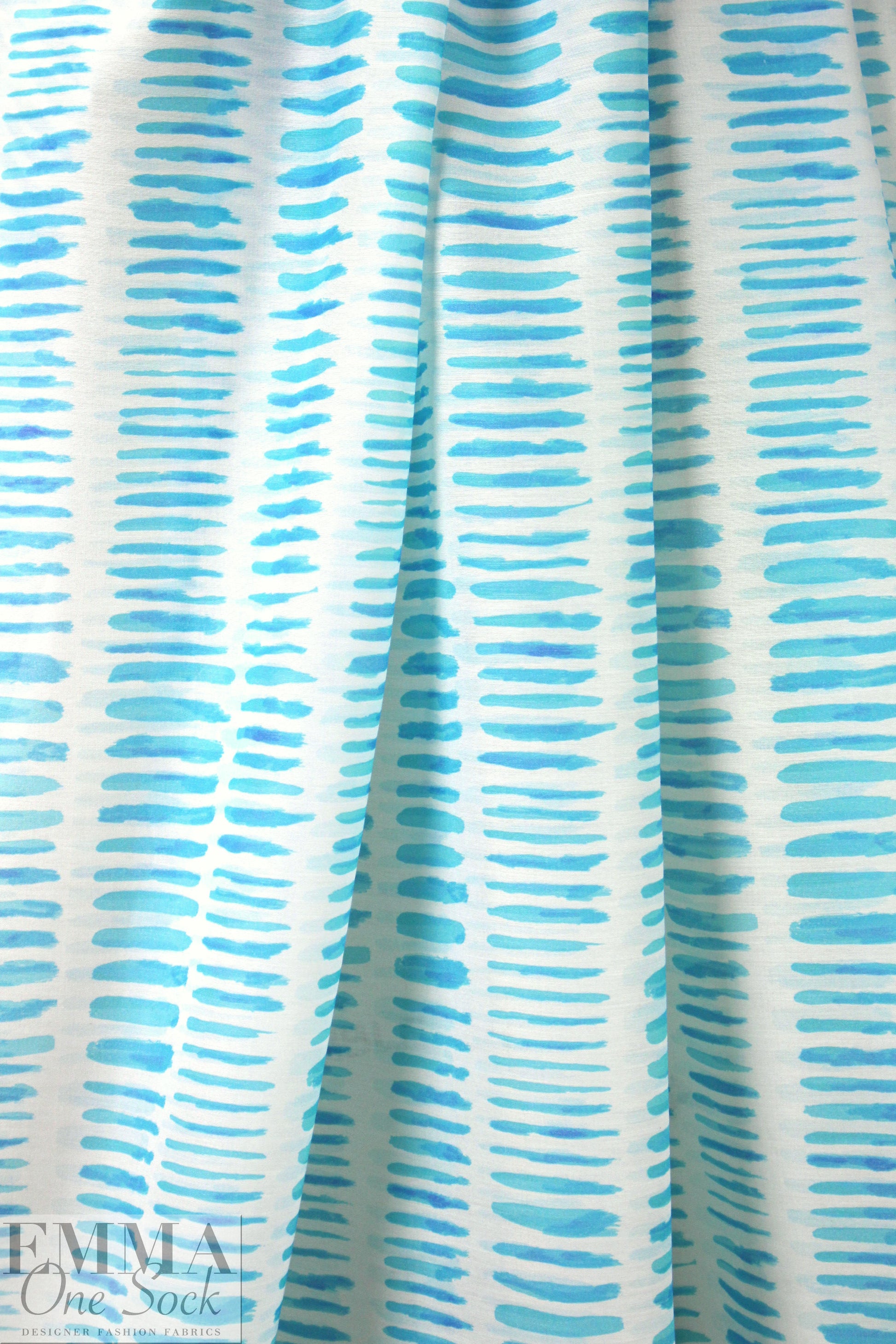 CA designer turquoise dash silk/cotton voile .75 yds