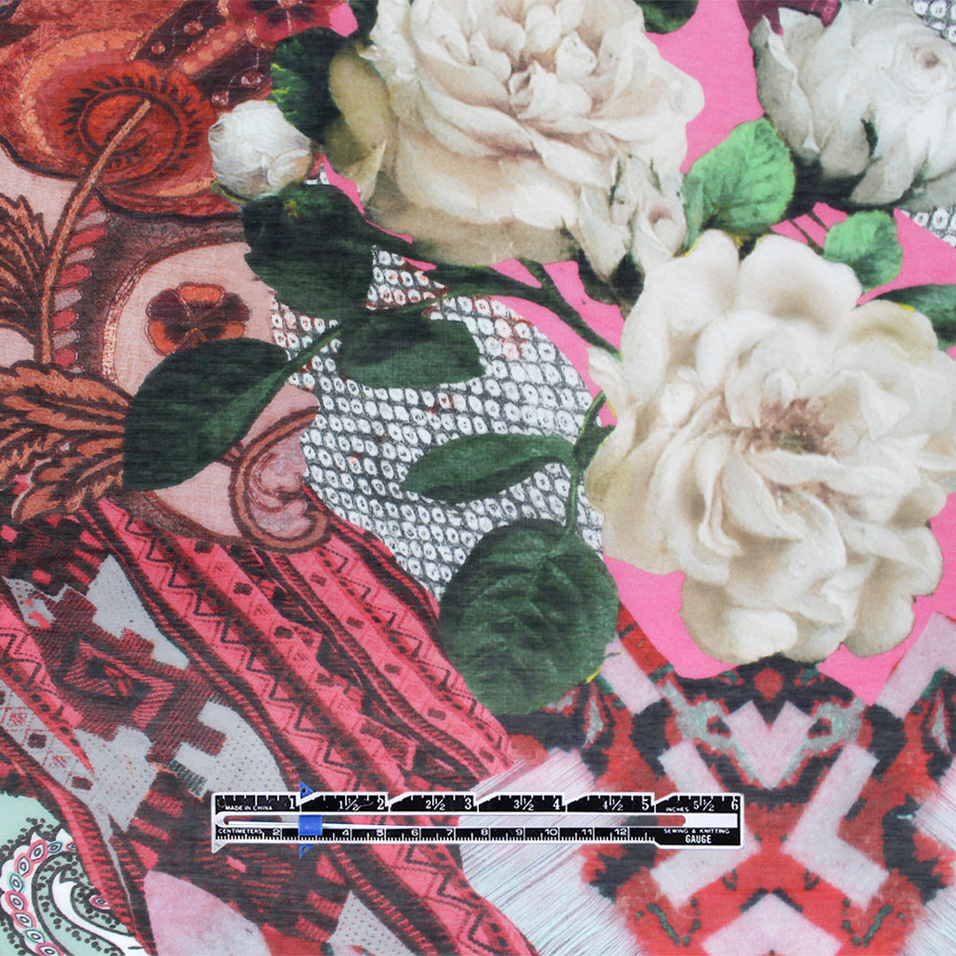 French 'floral paisley montage' cotton/silk voile 1.625 yds