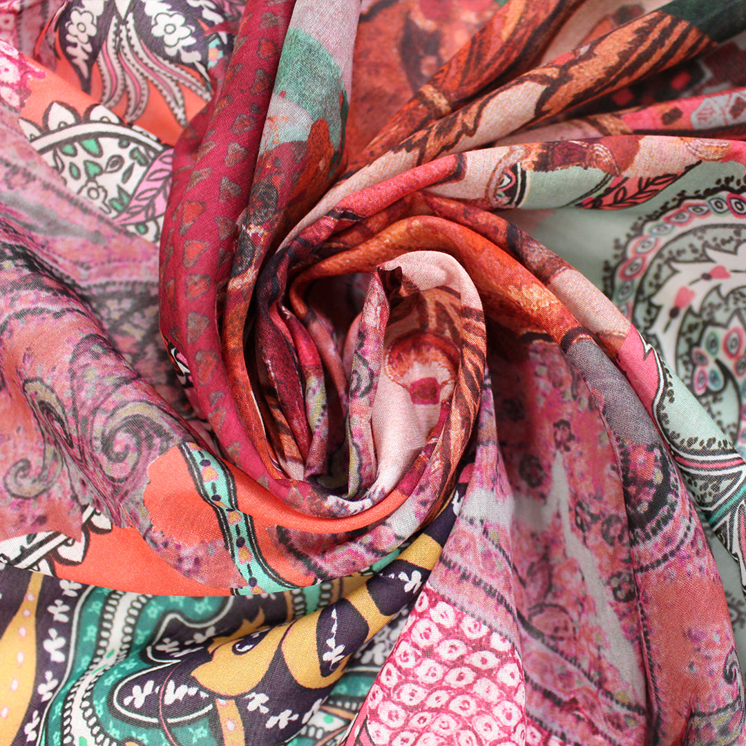 French 'floral paisley montage' cotton/silk voile 1 yard
