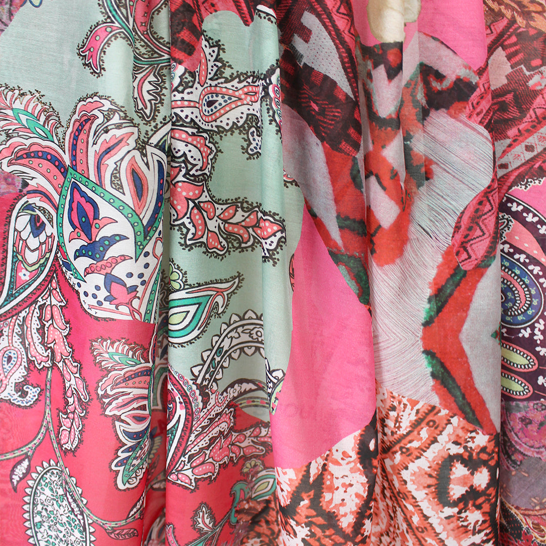 French 'floral paisley montage' cotton/silk voile 1 yard
