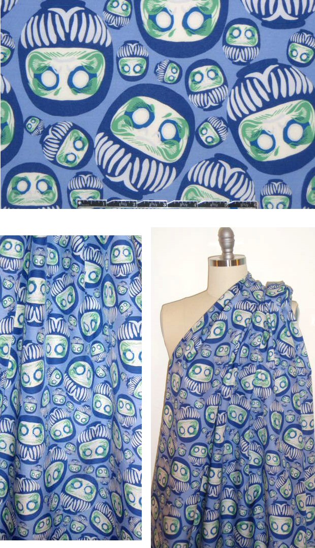 NY designer silk/cotton 'Daruma doll' woven