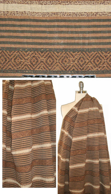 Italian visc/silk/cott earthy yarn-dye stripe woven