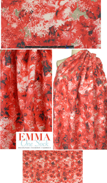 NY designer cotton/silk twill woven - floral abstract
