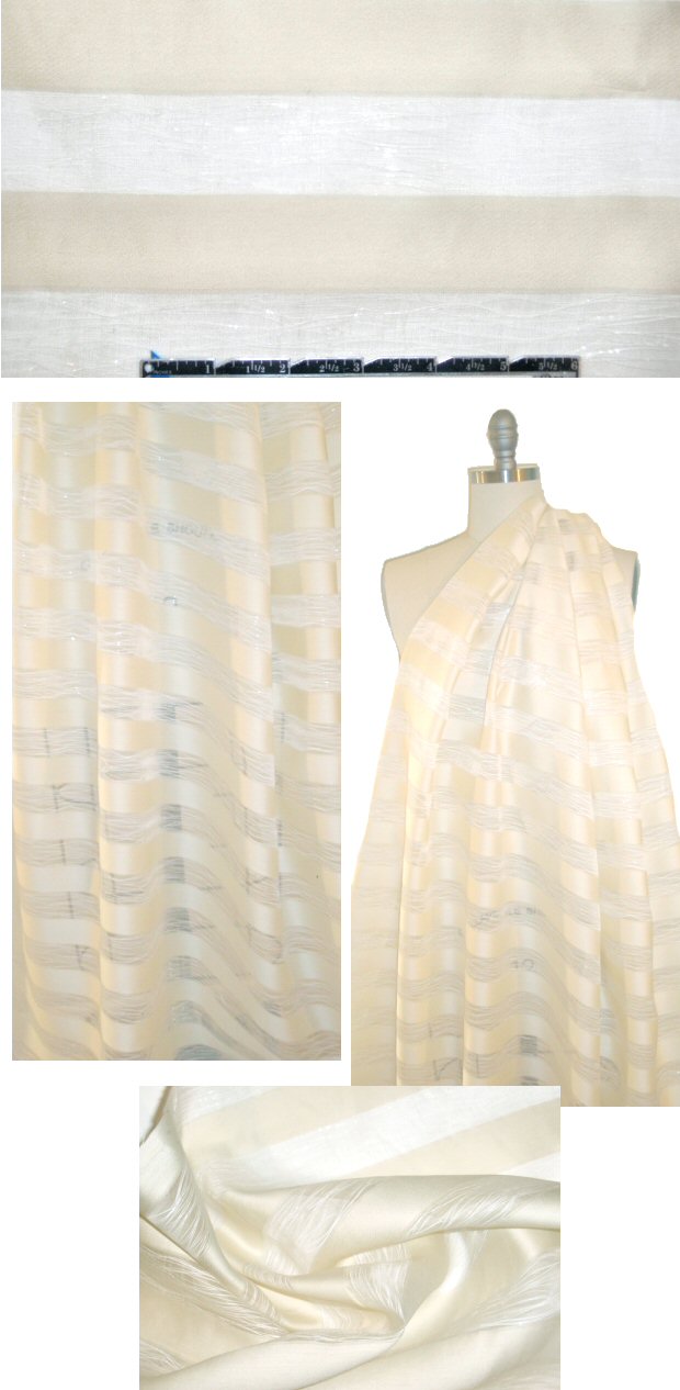 Italian silk/cotton/nylon fibrous stripe - ivory 1.5 yd