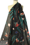 NY designer windowpane silk weave - stylized flowers