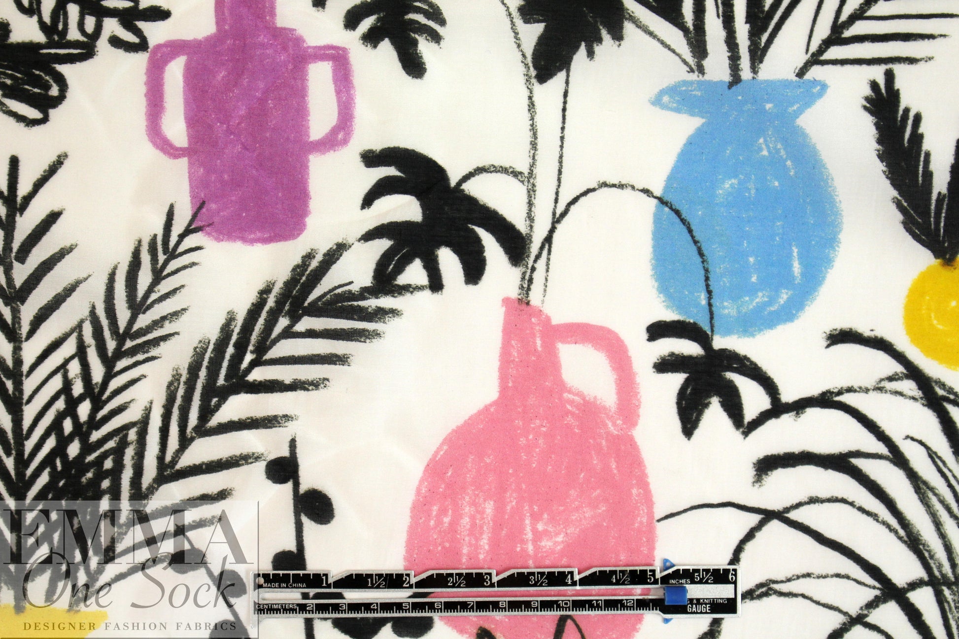 Whit 'vase collection' silk/cotton voile 2 yd