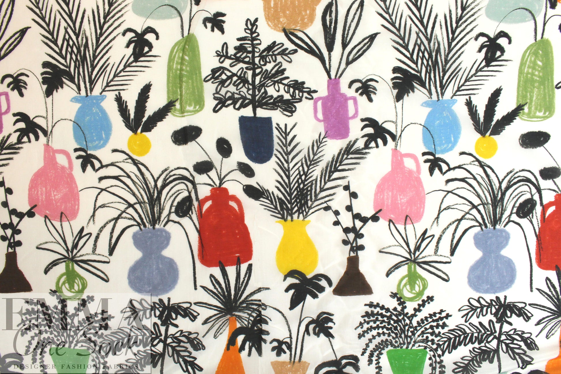 Whit 'vase collection' silk/cotton voile 1.25 yds