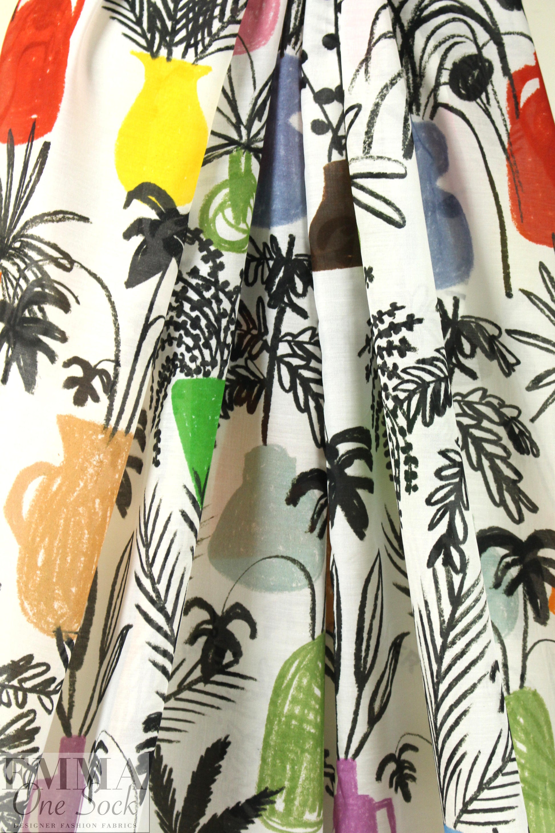 Whit 'vase collection' silk/cotton voile
