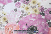 Italian coral/lavender painterly floral silk/cotton voile