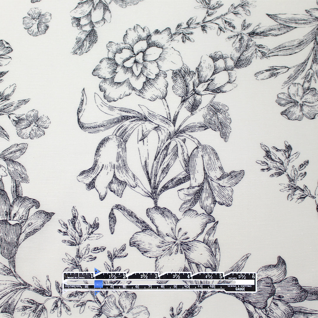Italian 'wispy floral' vintage look silk/cotton woven 1.625 yds