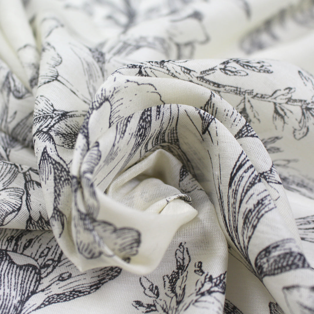 Italian 'wispy floral' vintage look silk/cotton woven 1.625 yds